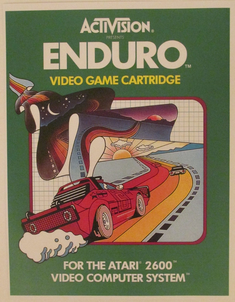 Activision Atari 2600 Video Game Box Art Reproduction 8.5x11 Poster Prints - Enduro, Megamania, Laser Blast, Decathlon - Vintage Game Poster Decor. Atari vintage video game cover art from the Atari 2600 retro game console.