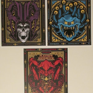 Dungeons and Dragons Fantasy Adventure Game Cover Art Poster Reproduction Prints Three D&D Book Role Playing Game 8.5x11