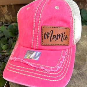 Mamie hat | Mamie gift | Custom hat | Leather patch | Mamie trucker hat | Mamie shirt | Mamie personalized | Mamie | Mamie Claus