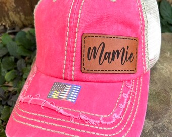 Mamie hat | Mamie gift | Custom hat | Leather patch | Mamie trucker hat | Mamie shirt | Mamie personalized | Mamie | Mamie Claus