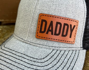 Daddy hat |  Daddy gift | Custom Leather patch  | Daddy trucker hat | Daddy cap | Daddy gift | Grandparent gifts | Grandpa gift