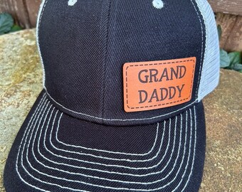Grand Daddy hat |  Grand Daddy gift | Custom hat | Leather patch |  Grand Daddy baseball hat | Grand Daddy trucker hat | Grand Daddy