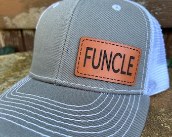 Funcle hat |  Funcle gift | Custom hat | Leather patch |  Funcle baseball hat | Funcle trucker hat | Funcle cap | Fun Uncle