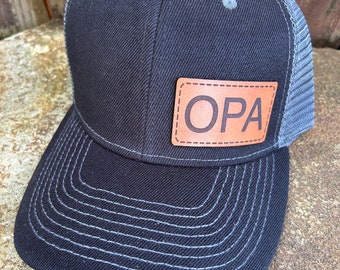 Opa hat |  Opa gift | Custom Leather patch |  Opa baseball hat | Opa trucker hat | Opa cap | Opa | Grandparent gifts | Grandpa gift