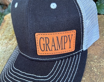 Grampy hat |  Grampy gift | Custom hat | Leather patch |  Grampy baseball hat | Grampy trucker hat | Grampy cap | Grampy