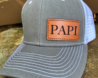 Papi hat |  Papi gift | Custom hat | Leather patch |  Papi baseball hat | Papi trucker hat | Papi cap | Papi | Grandparent gifts