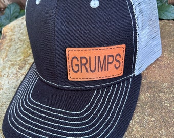 Grumps hat |  Grumps gift | Custom hat | Leather patch |  Grumps baseball hat | Grumps trucker hat | Grumps personalized gift | Grumps cap