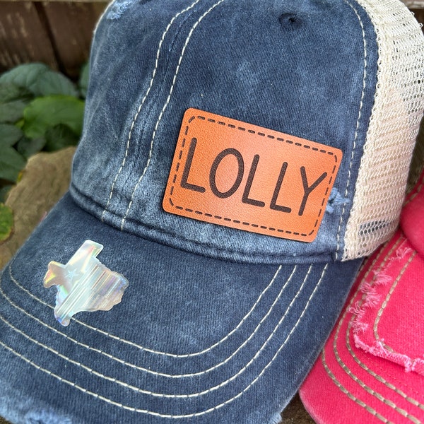Lolly hat Lolly gift Custom hat Leather patch Lolly baseball hat Cap