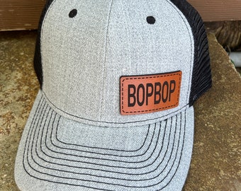 BopBop hat |  BopBop gift | Custom Leather patch  | BopBop trucker hat | BopBop cap | BopBop gift | Grandpa gift | Grandparent gift