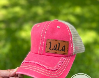 LaLa hat LaLa gift Custom hat Leather patch LaLa baseball hat Aunt gift