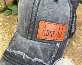 Women Custom hat | Custom gift | Nickname hat | Leather patch | Custom name baseball hat | Grandma gift |  personalized gift