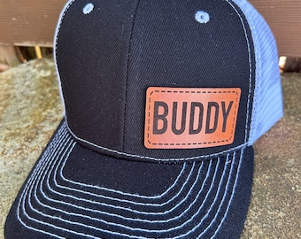 Buddy hat |  Buddy gift | Custom Leather patch  | Buddy trucker hat | Buddy cap | Buddy gift idea | Buddy