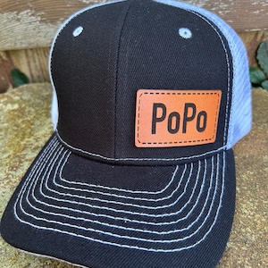 PoPo hat |  PoPo gift | Custom hat | Leather patch |  PoPo baseball hat | PoPo trucker hat | PoPo personalized gift | PoPo cap