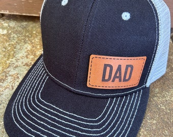 Dad hat |  Dad gift | Custom Leather patch  | Dad trucker hat | Dad cap | Dad gift | Grandparent gifts | Grandpa gift