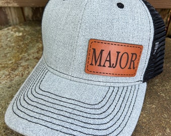Major hat |  Major gift | Custom Leather patch  | Major trucker hat | Major cap | Major | Grandparent gifts | Grandpa gift