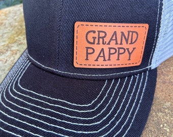 Grand Pappy hat |  Grand Pappy gift | Custom hat | Leather patch |  Grand Pappy | baseball hat | Grand Pappy trucker hat | Grand Pappy