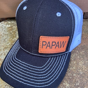 Papaw hat |  Papaw gift | Custom hat | Leather patch |  Papaw baseball hat | Papaw trucker hat | Papaw cap | Papaw | Grandparent gifts