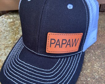 Papaw hat |  Papaw gift | Custom hat | Leather patch |  Papaw baseball hat | Papaw trucker hat | Papaw cap | Papaw | Grandparent gifts