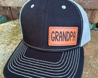 Grandpa hat |  Grandpa gift | Custom hat | Leather patch |  Grandpa baseball hat | Grandpa trucker hat | Grandpa cap | Grandpa