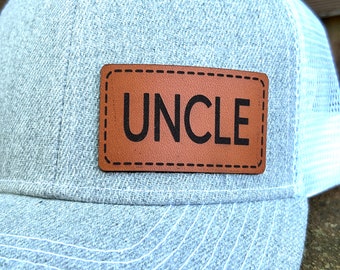 Uncle hat |  Uncle gift | Custom hat | Leather patch |  Uncle baseball hat | Uncle trucker hat | Uncle personalized gift | Uncle cap