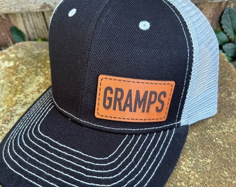 Gramps hat |  Gramps gift | Custom hat | Leather patch |  Gramps baseball hat | Gramps trucker hat | Gramps cap | Gramps |