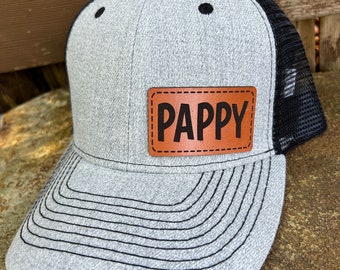 Pappy hat |  Pappy gift | Custom hat | Leather patch |  Pappy baseball hat | Pappy trucker hat | Pappy cap | Pappy | Grandparent gifts