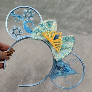 Ice Queen Castle Snowflake frozen Christmas Mouse Ear Headband