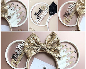 Just Married Mr & Mrs Mouse Ears Headband