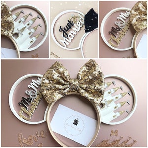 Just Married Mr & Mrs Mouse Ears Headband