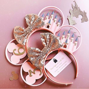 Personalised Age & Castle Mouse Head Ears Headband