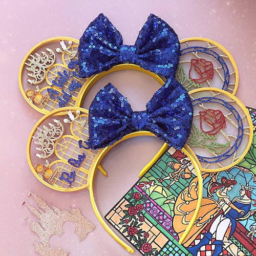 Be Our Guest Tale as old as Time Enchanted Rose Mouse Ear Headband
