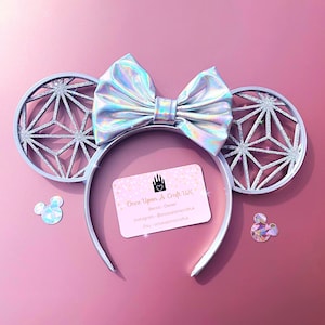 Iridescent Silver Spaceship Mouse Ears Headband