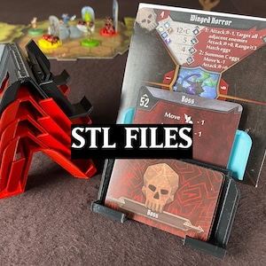 Solo STL FILES - Mazzo di abilità mostro impilabile di nuova generazione e supporti per carte Stat - Frosthaven Gloomhaven Jaws of The Lion - MAD Stacker