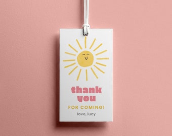 Sunshine Favor Tags, Editable Tags, Printable Favor Tags, Sunshine Birthday Tag, Sun Gift Tags, Little Sunshine 1st Birthday Favor Labels