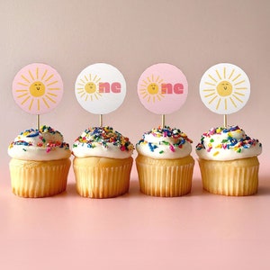 Little Sunshine Cupcake Toppers, Cupcake Toppers, Sunshine 1st Birthday Cupcake Toppers Printable Cupcake Topper, Sun 1st Birthday Editable