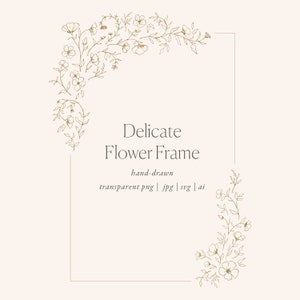 Floral handgezeichneten 5 x 7 Rahmen Clipart, Fine Art Hochzeit, Vektor Clipart, botanische Bleistift Skizze