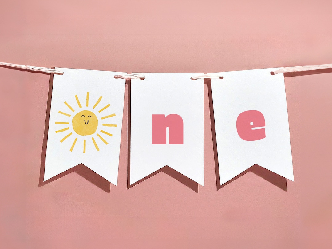 Sunshine High Chair Banner - 'Little Sunshine' First Birthday Decor With Velcro For Highchair (Yellow Sun Design) - View #2
