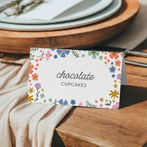 Wildflower Birthday Food Labels: Editable Floral Tent Cards (PDF Download)