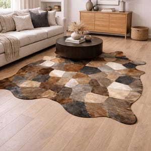 Handmade Cowhide Patchwork Rug – Natural Hide Shape Carpet