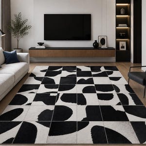 Handmade Cowhide Patchwork Leather Rug - Home Decor Carpet - Interior Design Rug