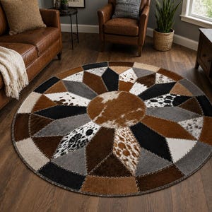 Tappeto in pelle di mucca / tappeto patchwork con pelo