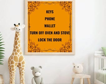Keys Phone Wallet wall art, Keys Phone Wallet wall art, Keys Phone Wallet Welcome Mat, Reminder wall art, Phone Wallet Keys, Reminder art