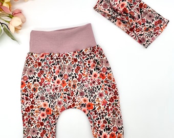 Pumphose für Baby und Kleinkinder |Babykleidung| Mitwachshose |Kinderkleidung Mädchen | Blumen Motiv altros | Geburtsgeschenk | Gr.50-92