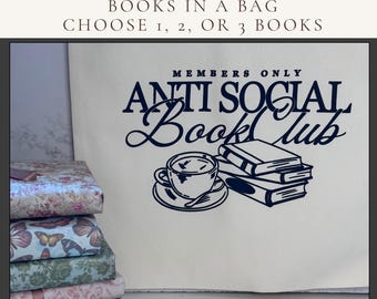 Books in a Bag | Mystery Book Bundle with Canvas Tote | Choose 1, 2 or 3 Wrapped Books | Book Lover Gift | Reader Gift | Surprise Book Mail