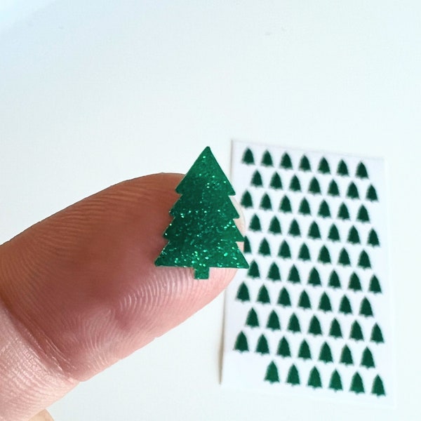 1/2 Inch Christmas Tree Sticker Sheet 13 mm | Small Stickers | Tiny Holiday Tree | BuJo Stickers | Planner | Calendar | Vinyl