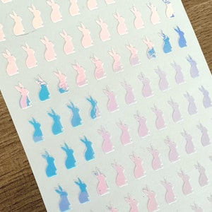 1/2 Inch Mini Bunny Sticker Sheet 13mm | Small Bunnies Stickers | Tiny Bunny | Holo Stickers | Planner | Calendar | Easter Bunny