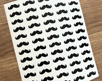 1/4 Inch Mini Moustache Sticker Sheet 6mm