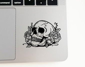 Calcomanía de vinilo con calavera floral