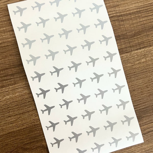 1/2 Inch Mini Airplane Sticker Sheet 13mm | Small Plane Stickers | Tiny Planes | Holo Stickers | Planner | Calendar | Travel | Vacation