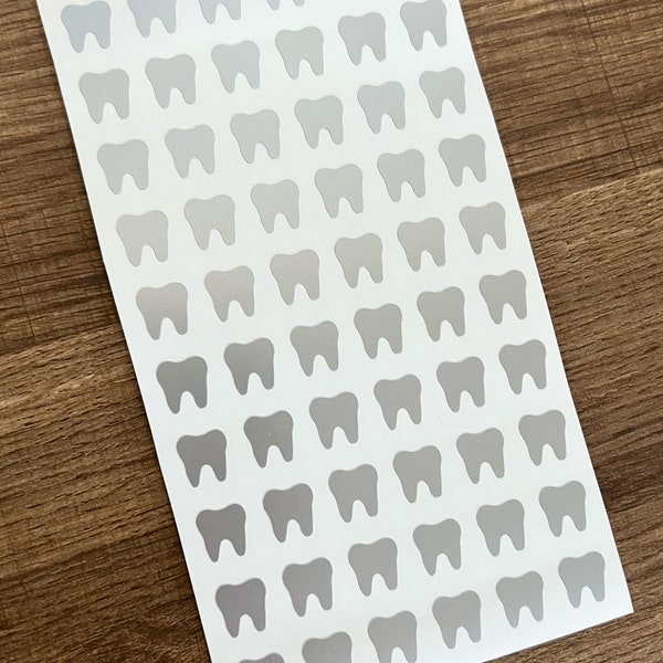 1/2 Inch Tooth Sticker Sheet 13mm | Small Teeth Stickers | Tiny Tooth | Planner | Calendar | Vinyl | Bujo | Dentist Stickers